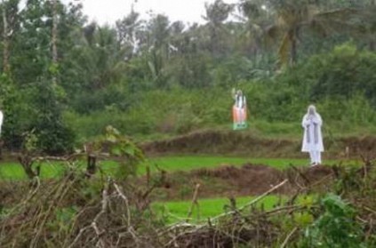 Karnataka farmers use Modi, Shah cutouts as scarecrows after elections