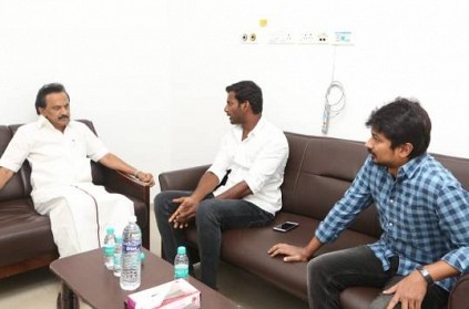 Actor Vishal meets M.K.Stalin at Kauvery hospital
