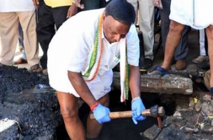 Puducherry CM Narayanasamy clean the drainage in nellithope