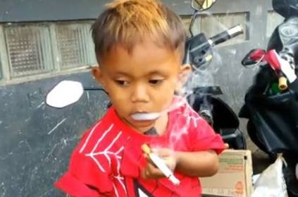 boy smoke cigarettes indonesia letting parents fire under emerged netizens truly shocked were two when