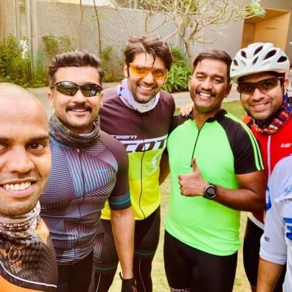 Arya shares picture of him cycling with Suirya and others