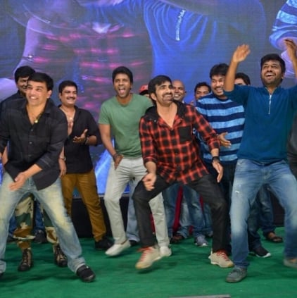 Ravi Teja, director Anil Ravipudi and producer Dil Raju reportedly dance at the success meet of Raja The Great